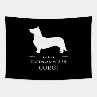 Cardigan Welsh Corgi Dog White Silhouette Tapestry