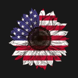 Sunflower American Flag T-Shirt