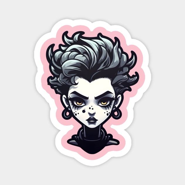 Short hair goth girl Magnet by Clearmind Arts