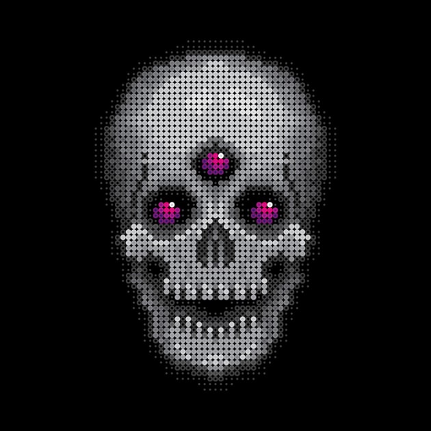 Grey Skull - Pink Eyes by SideShowDesign