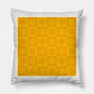 Floral Checkered Pattern in Yellow Pillow