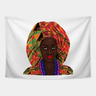 African Woman Kente Pattern Tapestry