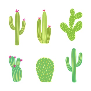 Cheerful cactuses, desert illustration. T-Shirt