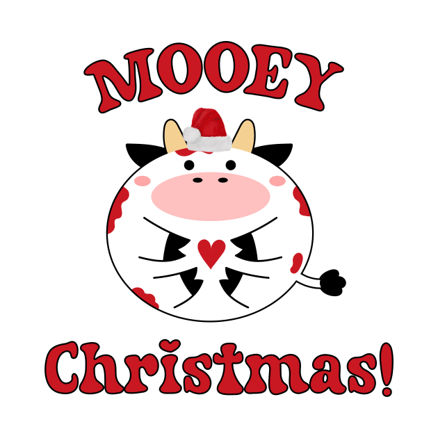 Mooey Christmas Xmas Highland Cow Santa Hat Love Christmas by Step Into Art