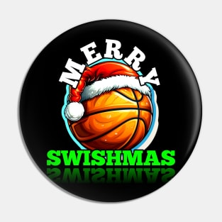 Merry Swishmas Basketball Christmas Pin