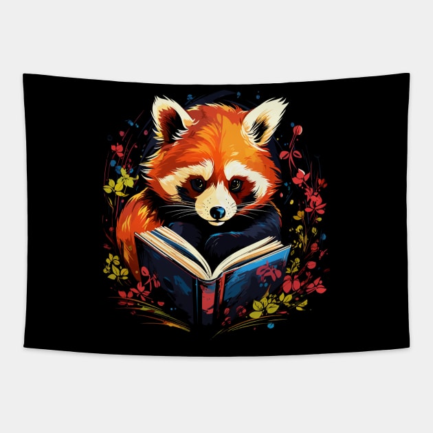 Red Panda Reads Book Tapestry by JH Mart