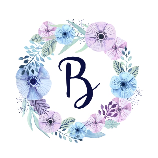 Floral Monogram B Icy Winter Blossoms by floralmonogram