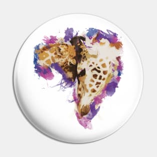 Cute Giraffe Love Baby Animal Watercolor Painting Pin