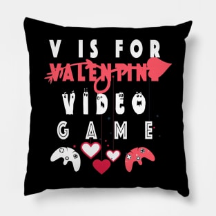 V is for Video Games Shirt Valentine Boys Valentines Day Pillow