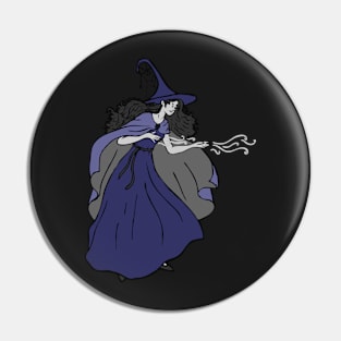 Witch casting spell Halloween Pin