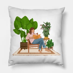 Reading with plants 2 Pillow