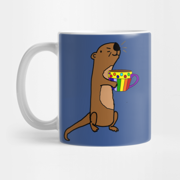 Funny Sea Otter Drinking Coffee Cartoon Coffee Mug Teepublic