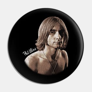 Phil Collins Long hair Fan Art Vintage Look Pin