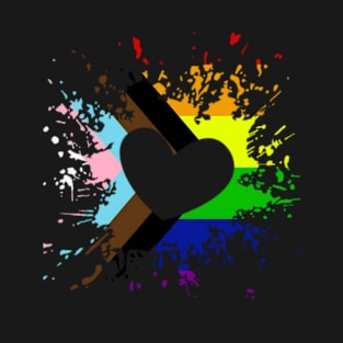 Pride Progress Flag Rainbow Flag Heart For Inclusivity T-Shirt