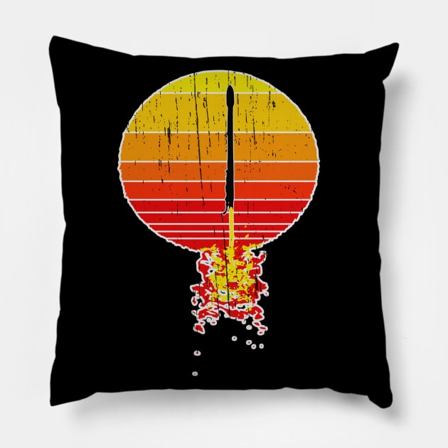 Cool Rocket Launch Distressed Design Pillow by focodesigns