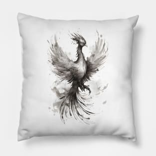 Phoenix bird japanese ink drawing Pillow