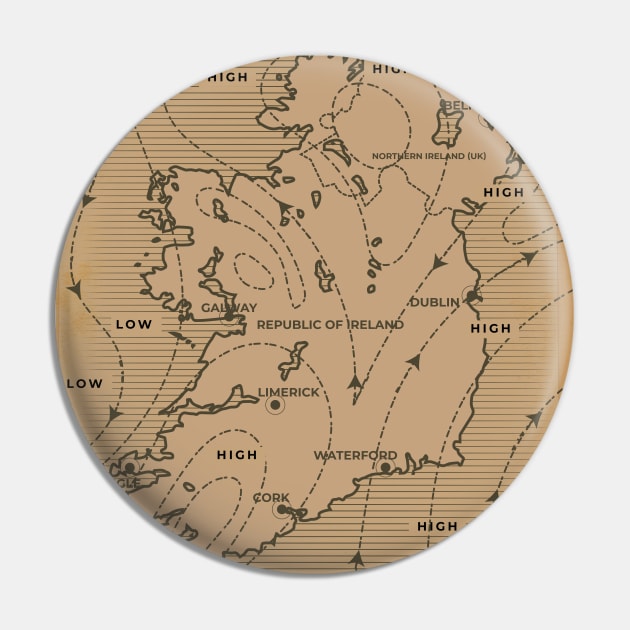 Meteorological vintage style map of Ireland and Northern Ireland Pin by nickemporium1