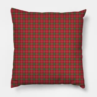 Christmas Berry Red and Green Tartan with Beige and White Lines Pillow