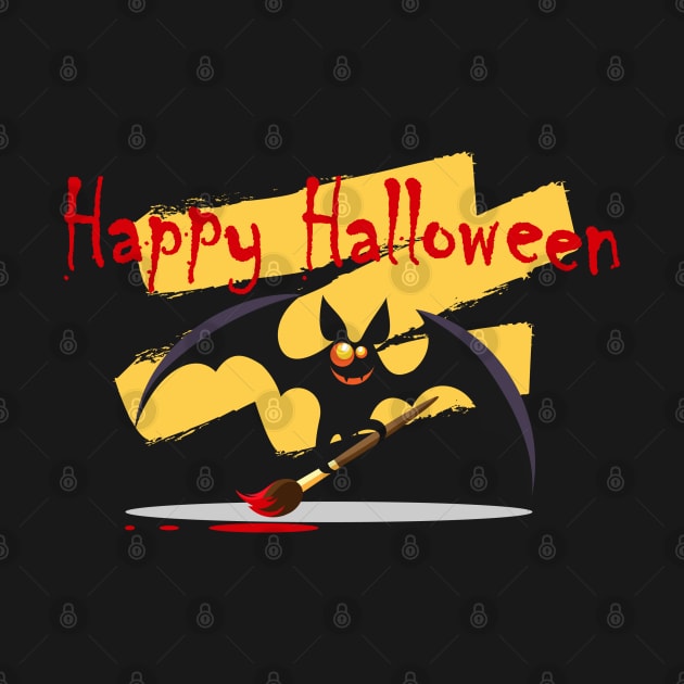 Happy Halloween Emblem with Cute Bat. by devaleta