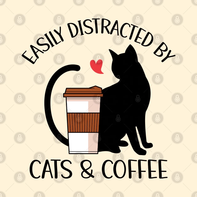 Easily Distracted By Cats And Coffee by OnepixArt