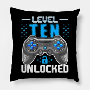 Level 10 Unlocked Video Gamer 10th Birthday Gamer Pillow