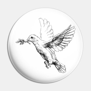 White Dove Illustration Pin