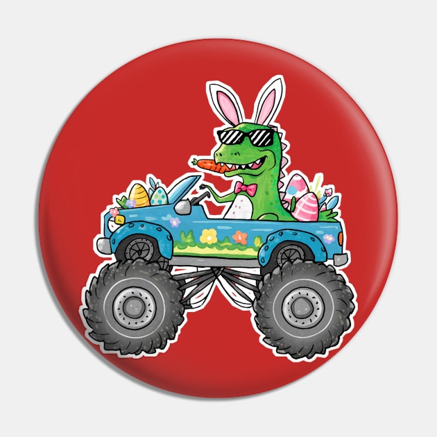 Easter Monster Truck - funny dinsoaur trucker Pin by Qrstore