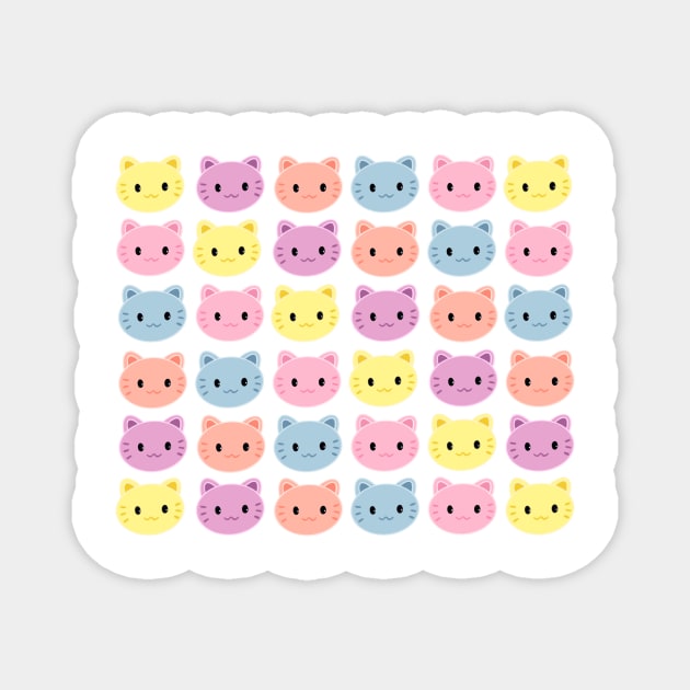 Cute Colorful Pastel Kitties Magnet by peachycrossing