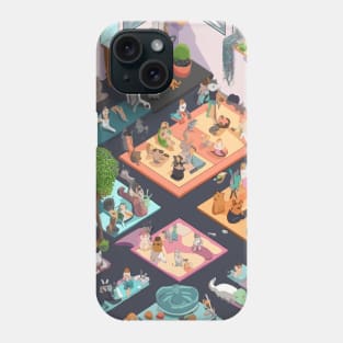 isometric cat yoga salon Phone Case