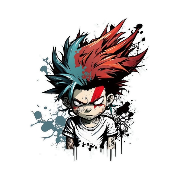 red-haired punk anime boy by MK3