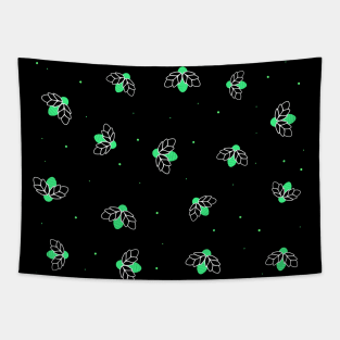 Neon Green Fireflies Tapestry