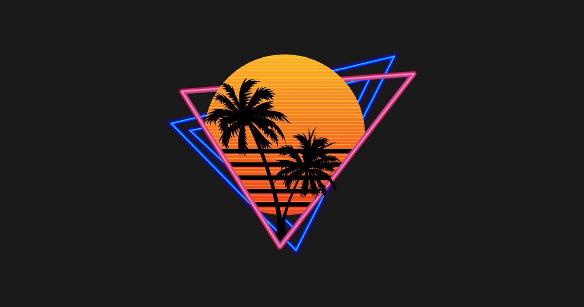 80s Retro Neon Synthwave Inspired Sunset and Palm Trees - 80s Retro - T ...