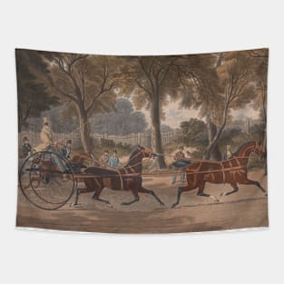 Extraordinary Trotting Match against Time by Charles Hunt Tapestry