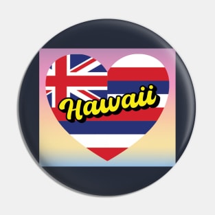 Hawaii Hawaiian State Flag Heart Tropical Sunset Pin