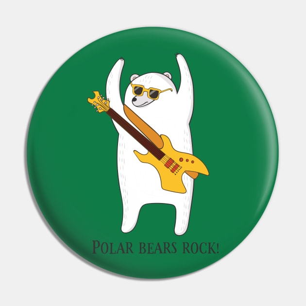 Polar Bears Rock, Funny Cute Polar Bear Pin by Dreamy Panda Designs