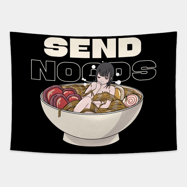 Anime Girl Ramen Send Noodles Tapestry by MzumO