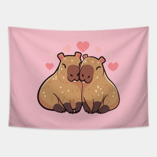 Couple of capybaras in love Tapestry