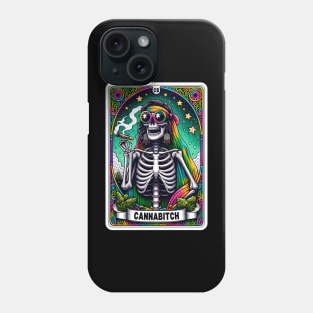 Cannabitch, Funny weed skeleton tarot card Phone Case