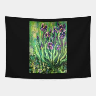 Purple Irises, from an original painting by Arist Colette Baumback Tapestry