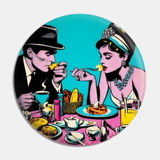 60s style retro breakfast with hard boiled detective and bejeweled socialite Pin
