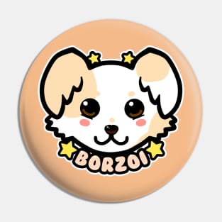 KAWAII Chibi Borzoi Dog Face Pin