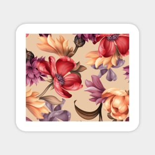 Elegant taupe classic floral Magnet