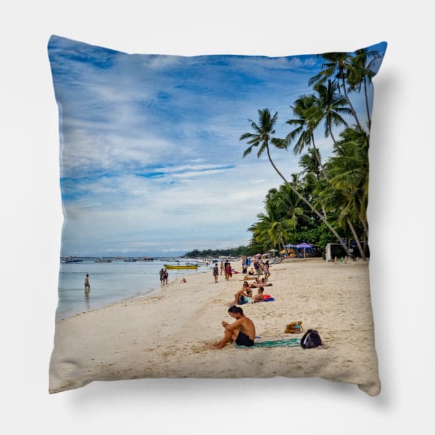 Alona Beach, Panglao Island, Bohol, Philippines Pillow by Upbeat Traveler