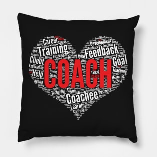 Coach Heart Shape Word Cloud Design Coaching design Pillow