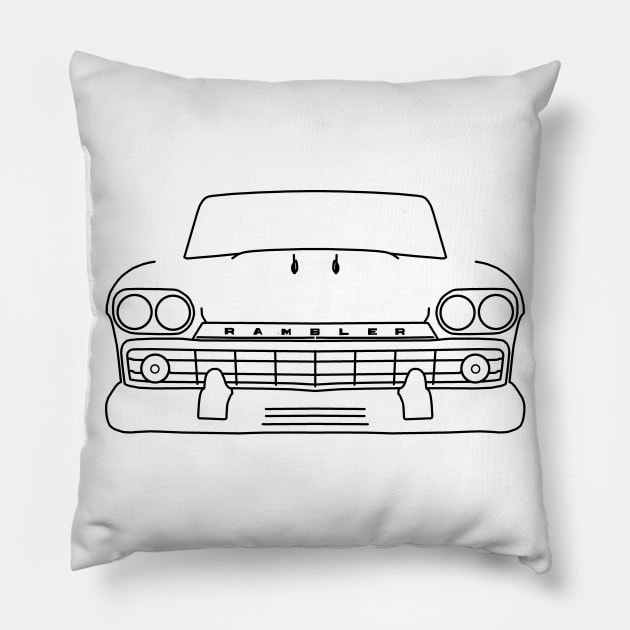 1959 AMC Rambler classic car black outline graphic Pillow by soitwouldseem