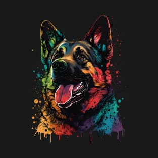 Colorful German Shepherd Pop Art Dog Face T-Shirt