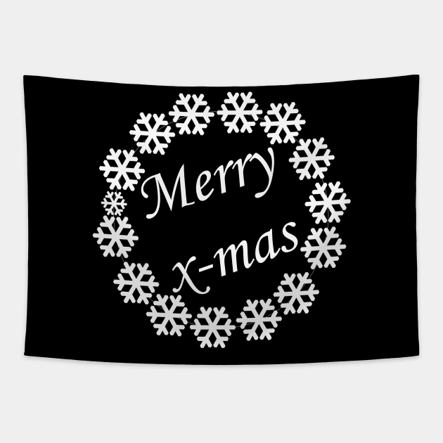 Merry X-mas Typography Design - Black and White Tapestry by art-by-shadab