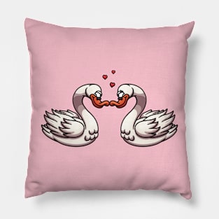 Cute Geese Couple Forming Heart Shape Pillow