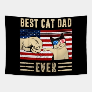 Best Cat Dad Ever American Flag Tapestry