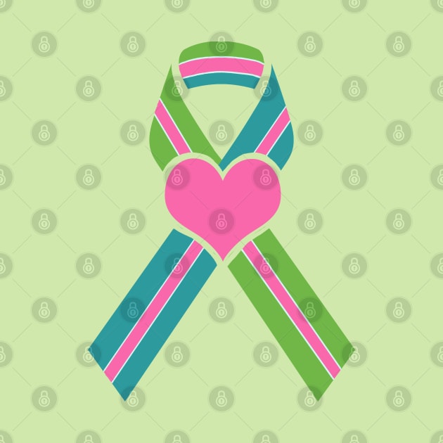 Metastatic Breast Cancer Ribbon with Big Heart by Trent Tides